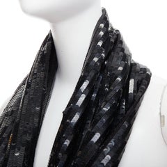 Monse, sciarpa nera a cerchio infinito con paillettes, 100% seta