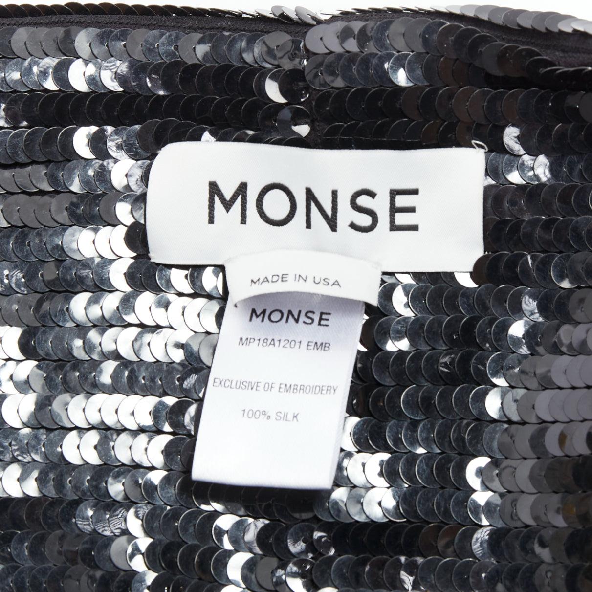 MONSE 100% silk black sequinned wrap around infinity circle scarf For Sale 3
