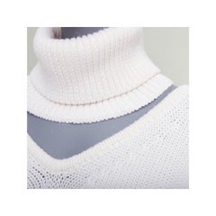 MONSE 100% Wolle cremefarbener Rollkragenpullover mit dekonstruiertem Ausschnitt XS