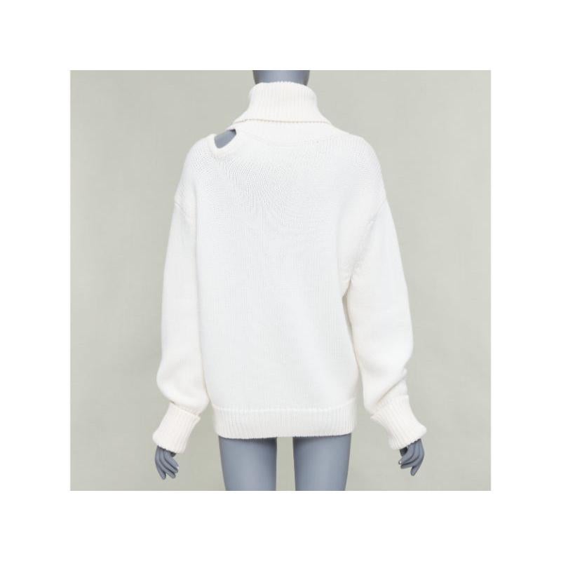 MONSE 100% wool cream deconstructed cut out turtleneck sweater XS Bon état - En vente à Hong Kong, NT