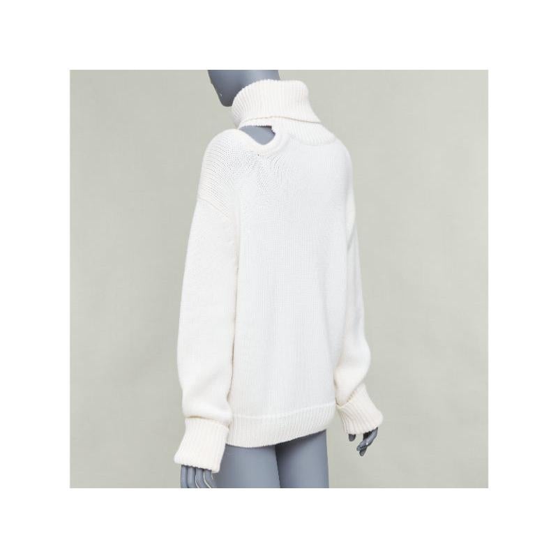 MONSE 100% wool cream deconstructed cut out turtleneck sweater XS en vente 1