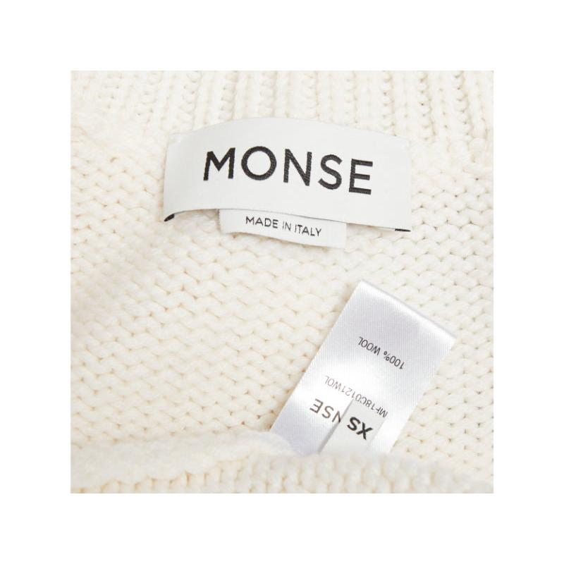 MONSE 100% wool cream deconstructed cut out turtleneck sweater XS en vente 3