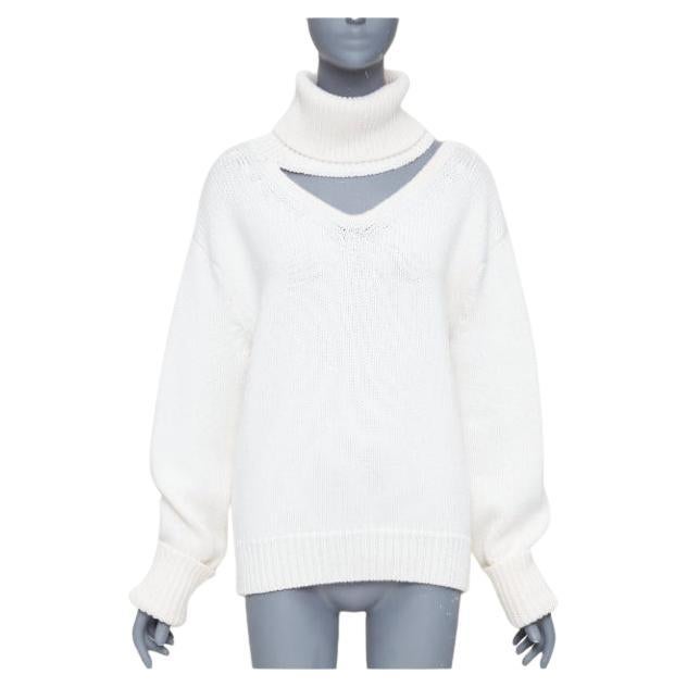 MONSE 100% wool cream deconstructed cut out turtleneck sweater XS