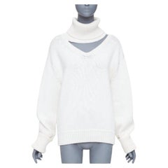 MONSE 100% wool cream deconstructed cut out turtleneck sweater XS