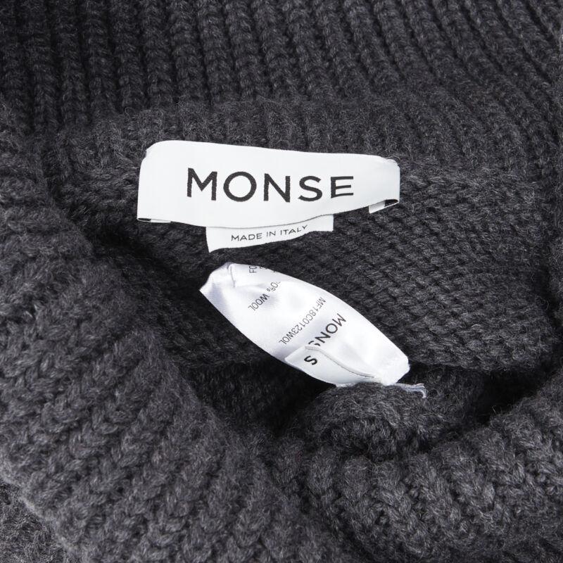 MONSE 100% wool Monsfield fringe intarsia knit oversized cropped sweater S For Sale 5