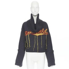 MONSE 100% wool Monsfield fringe intarsia knit oversized cropped sweater S