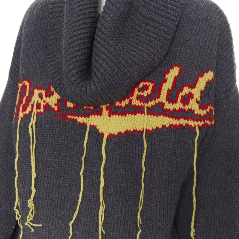 MONSE 100% wool Monsfield fringe intarsia knit oversized cropped sweater S For Sale 2