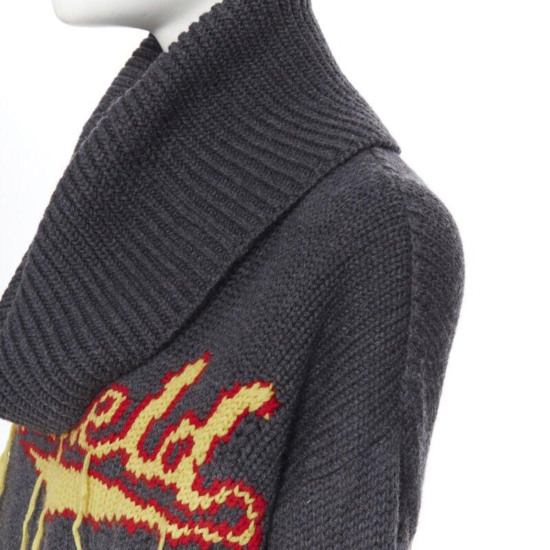 MONSE 100% wool Monsfield fringe intarsia knit oversized cropped sweater S For Sale 3