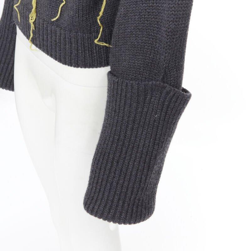 MONSE 100% wool Monsfield fringe intarsia knit oversized cropped sweater S For Sale 4