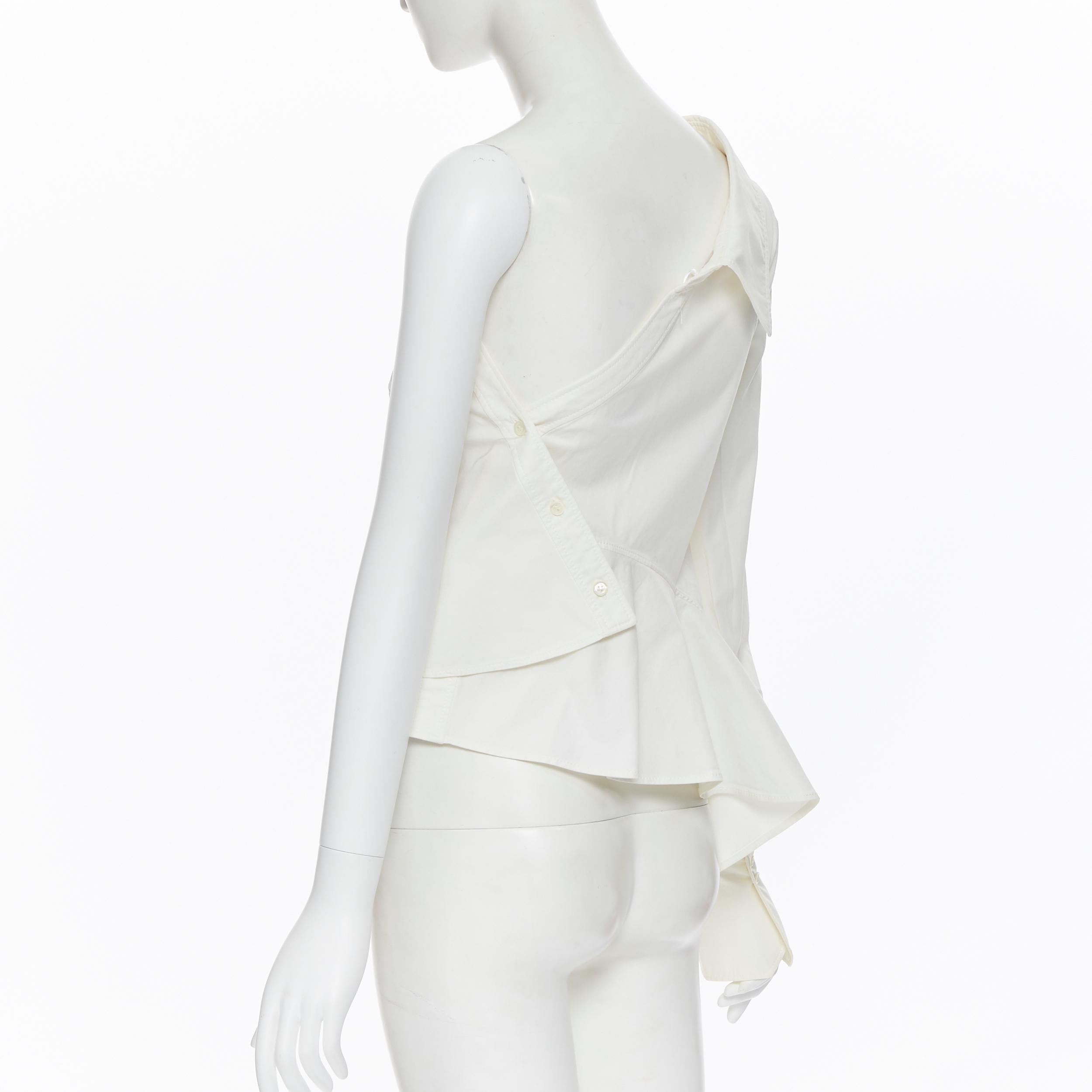 MONSE 2016 white cotton deconstructed asymmetric one shoulder shirt US0 XS 1