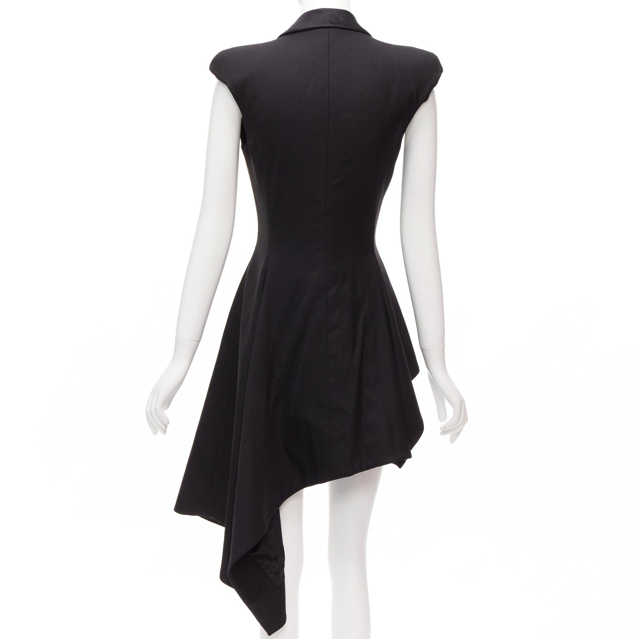 Women's MONSE 2017 black wool blend silk lined asymmetric blazer dress US4 S For Sale