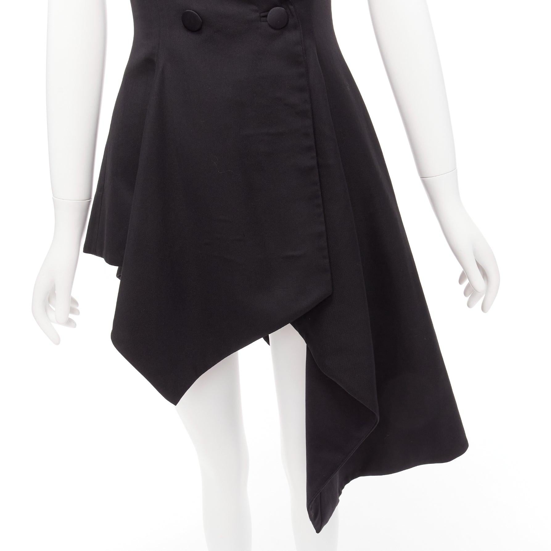 MONSE 2017 black wool blend silk lined asymmetric blazer dress US4 S For Sale 2