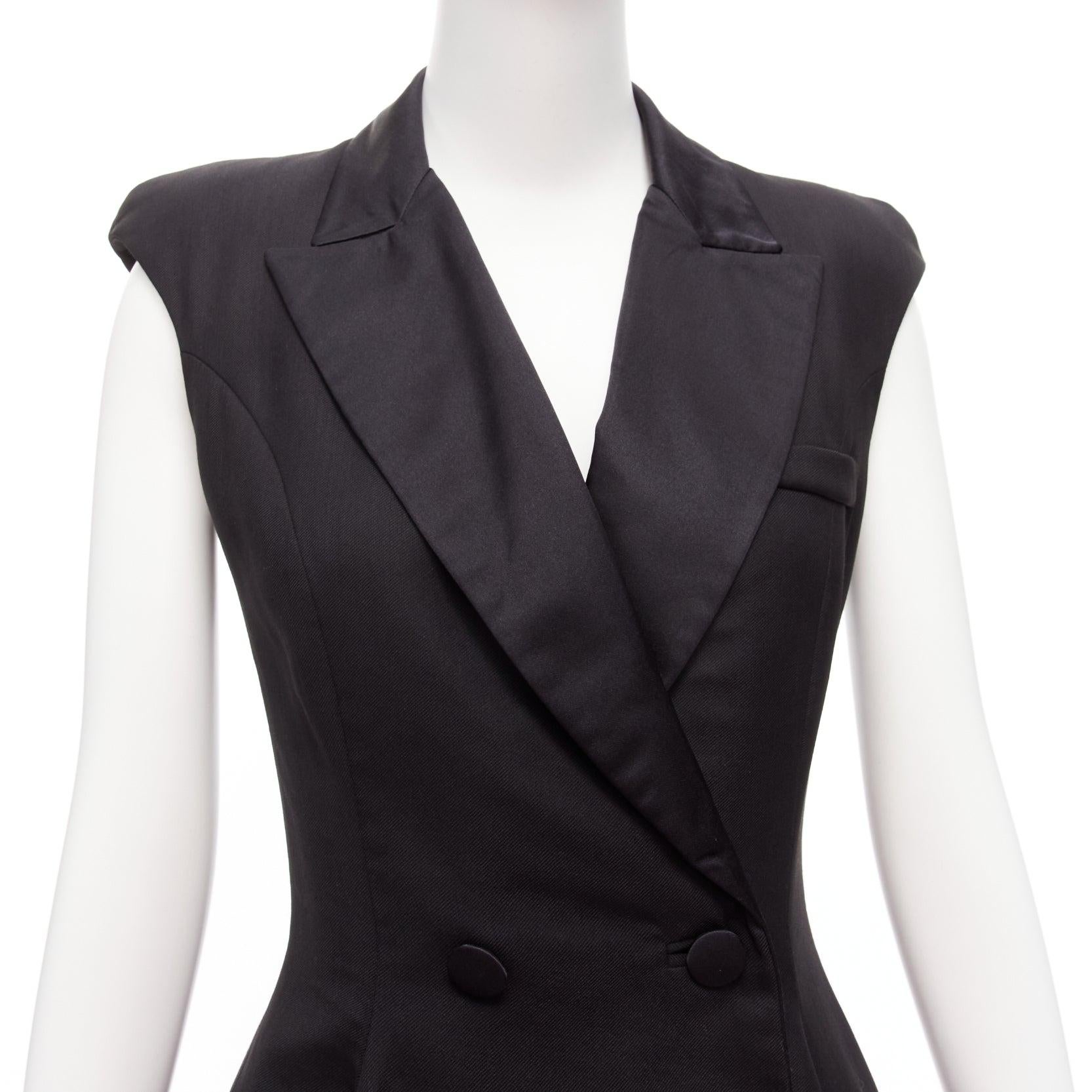MONSE 2017 black wool blend silk lined asymmetric blazer dress US4 S For Sale 3