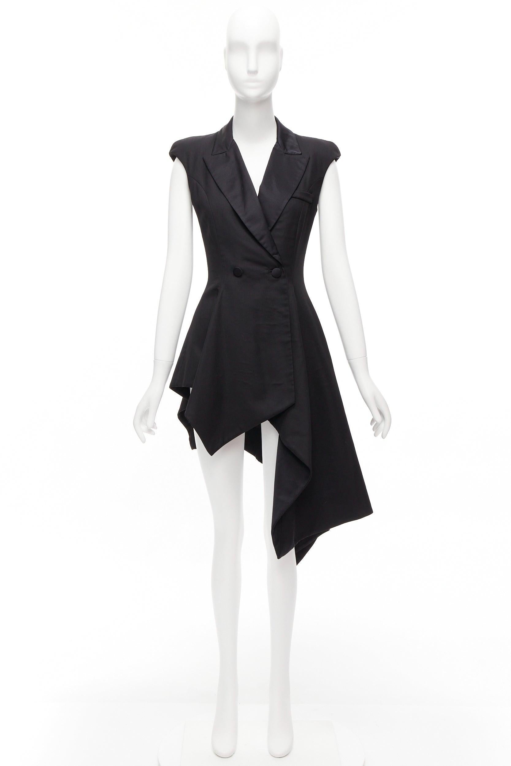 MONSE 2017 black wool blend silk lined asymmetric blazer dress US4 S For Sale 5