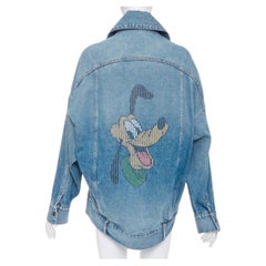 MONSE 2019 DISNEY Pluto light wash distressed denim cocoon jacket XS