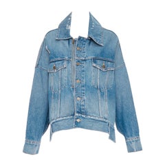 MONSE 2019 DISNEY Pluto light wash distressed denim cocoon jacket XS