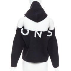 MONSE 2021 schwarz extrafine Merinowolle grau Logoausschnitt dekonstruiert Hoodie S