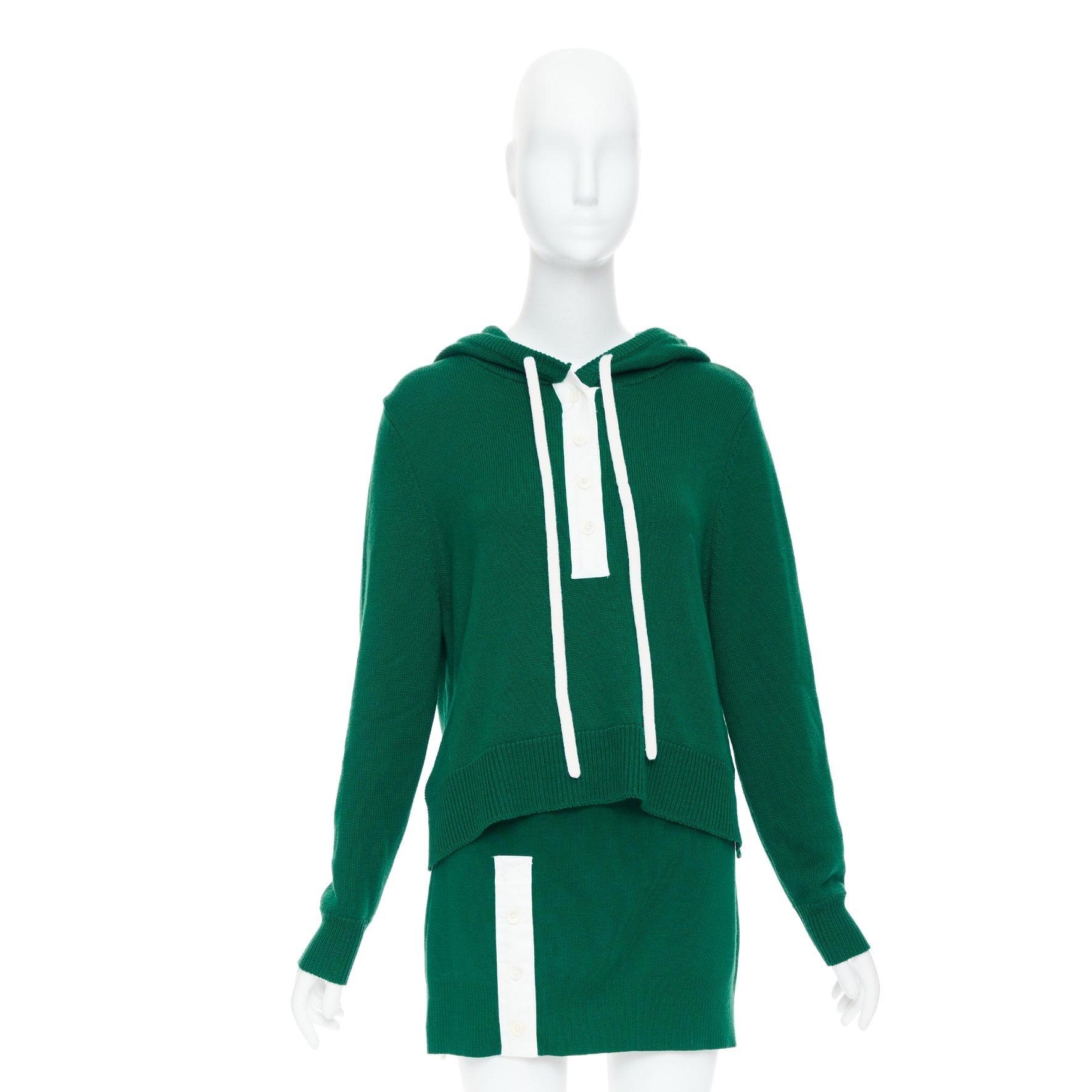 MONSE 2021 Runway green white logo polo  hood sweater mini skirt For Sale 6