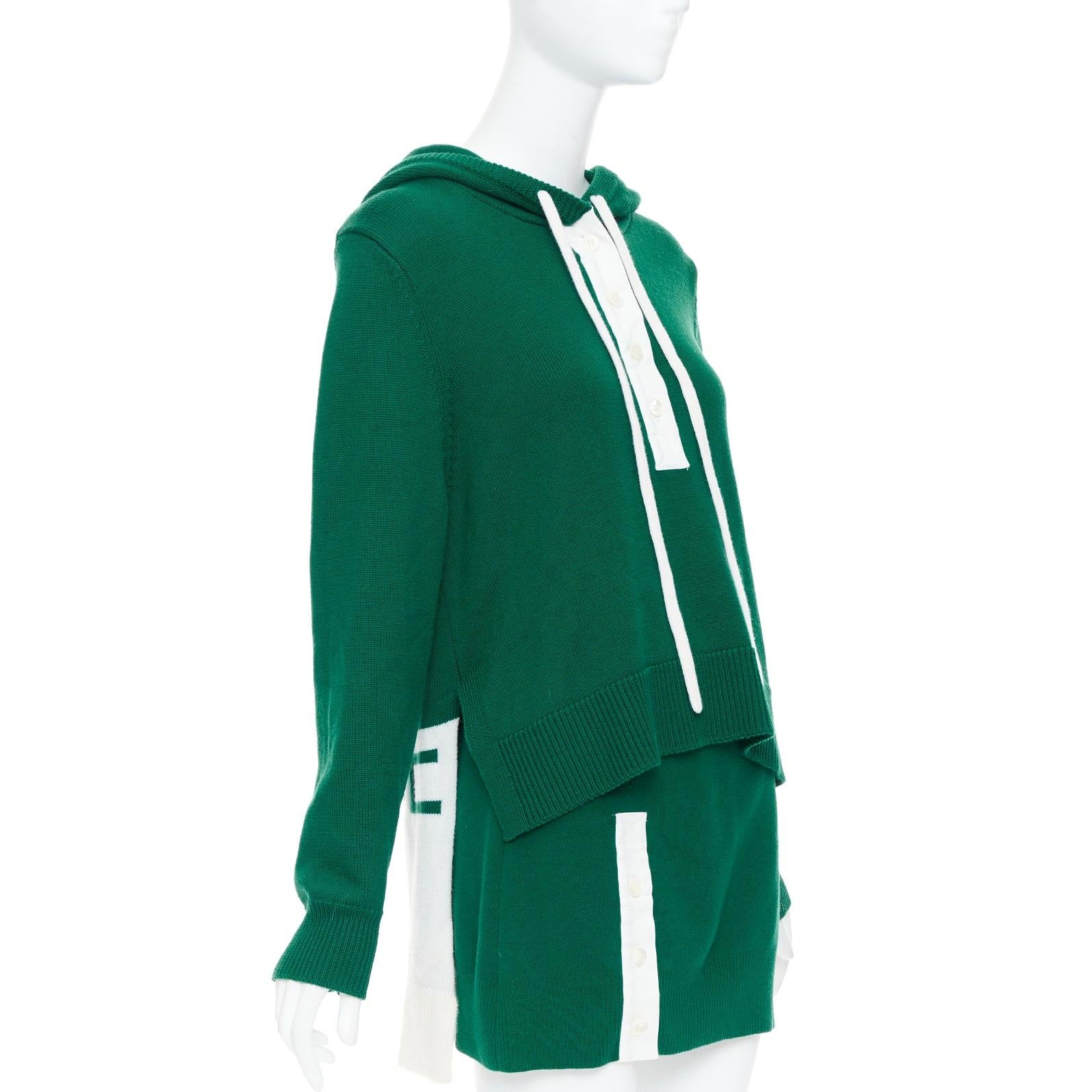 Blue MONSE 2021 Runway green white logo polo  hood sweater mini skirt For Sale