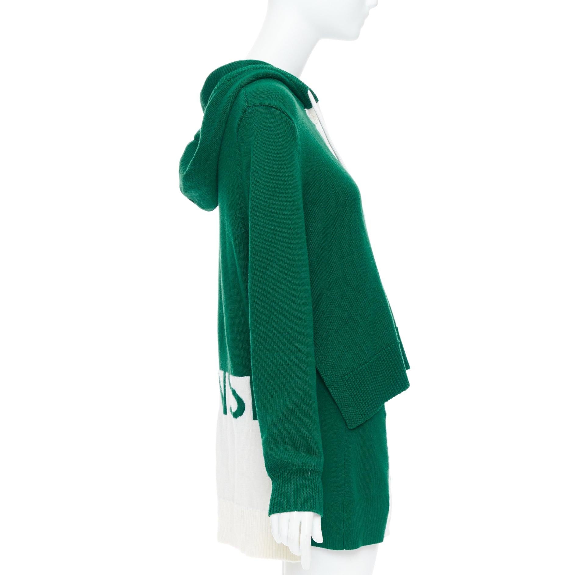 MONSE 2021 Runway green white logo polo  hood sweater mini skirt In Good Condition For Sale In Hong Kong, NT