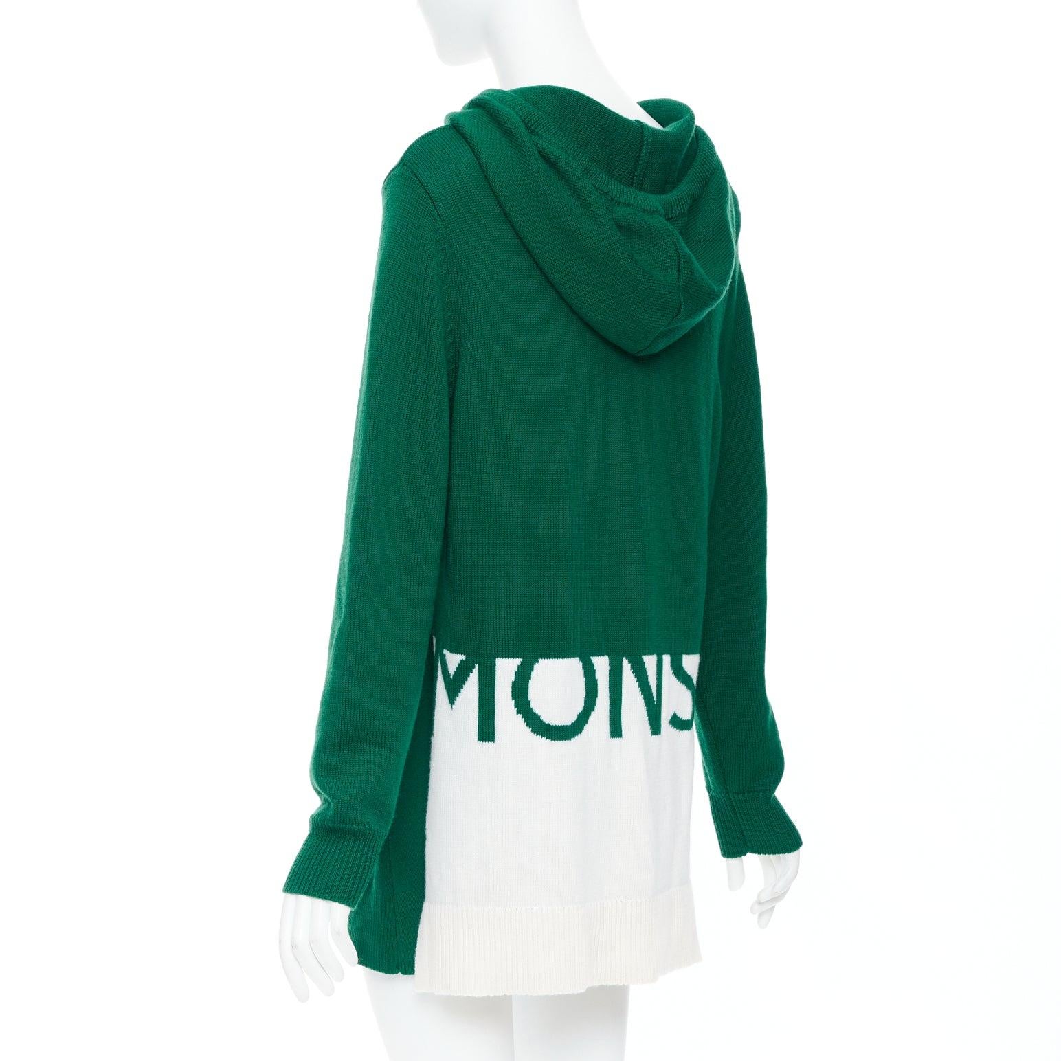Women's MONSE 2021 Runway green white logo polo  hood sweater mini skirt For Sale