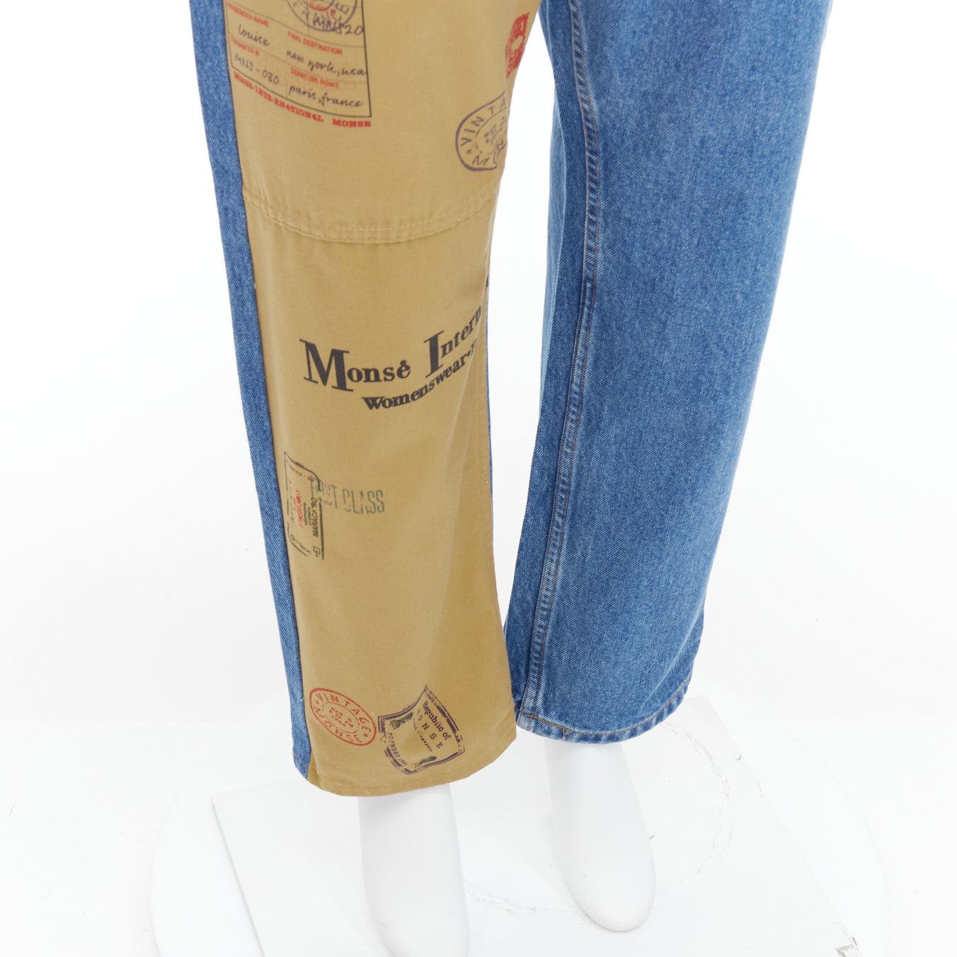MONSE beige blue postcard print camo split contrast jeans US6 M For Sale 2