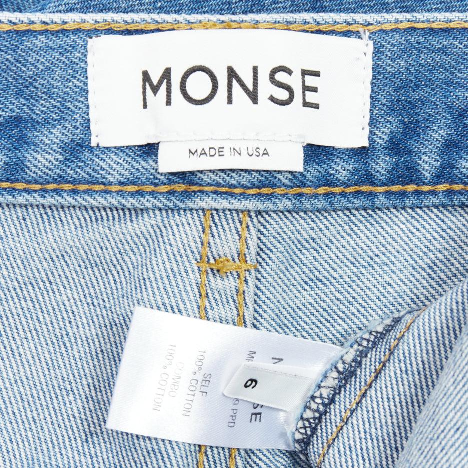 MONSE beige blue postcard print camo split contrast jeans US6 M For Sale 3