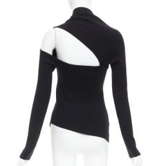 MONSE black extrafine merino wool cut out cold shoulder sweater XS