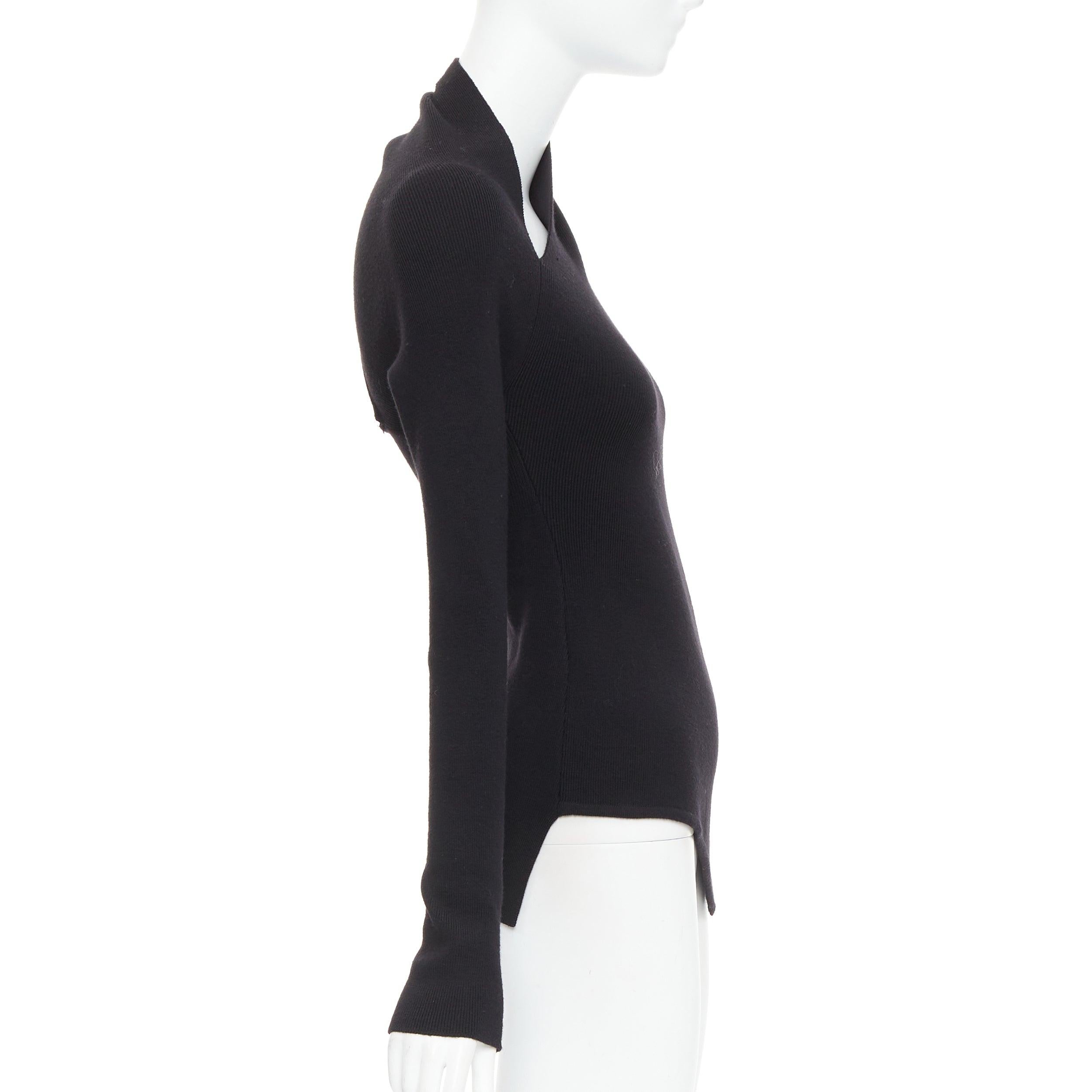 MONSE black extrafine merino wool cut out cold shoulder sweater XS In Excellent Condition For Sale In Hong Kong, NT