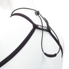 MONSE schwarzes Jersey-Minikleid mit weißem Logo hinten sportlich mit bungee-Riemen und Neckholder XS