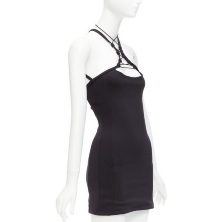 MONSE negro jersey blanco logo espalda sportif bungee strap halter mini vestido XS Gris en venta