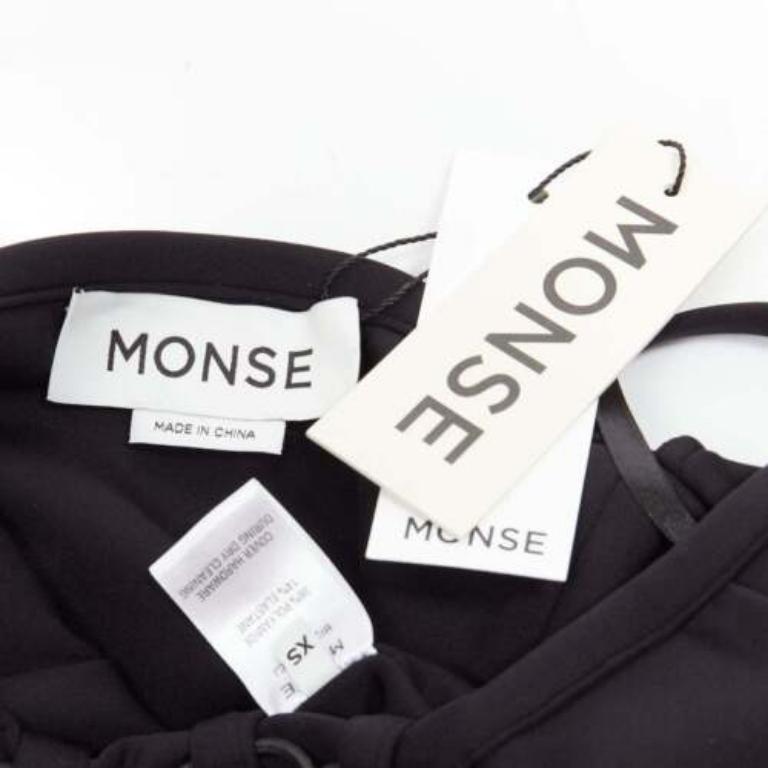 MONSE negro jersey blanco logo espalda sportif bungee strap halter mini vestido XS en venta 3