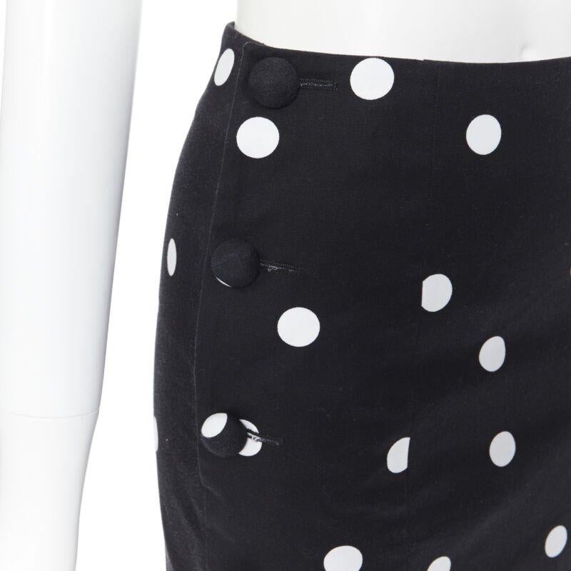 MONSE black white polka dot stif cotton button side pencil skirt US0 26