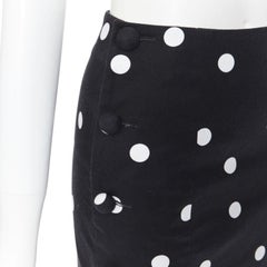 MONSE black white polka dot stif cotton button side pencil skirt US0 26"