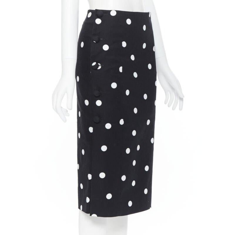 MONSE black white polka dot stif cotton button side pencil skirt US0 26