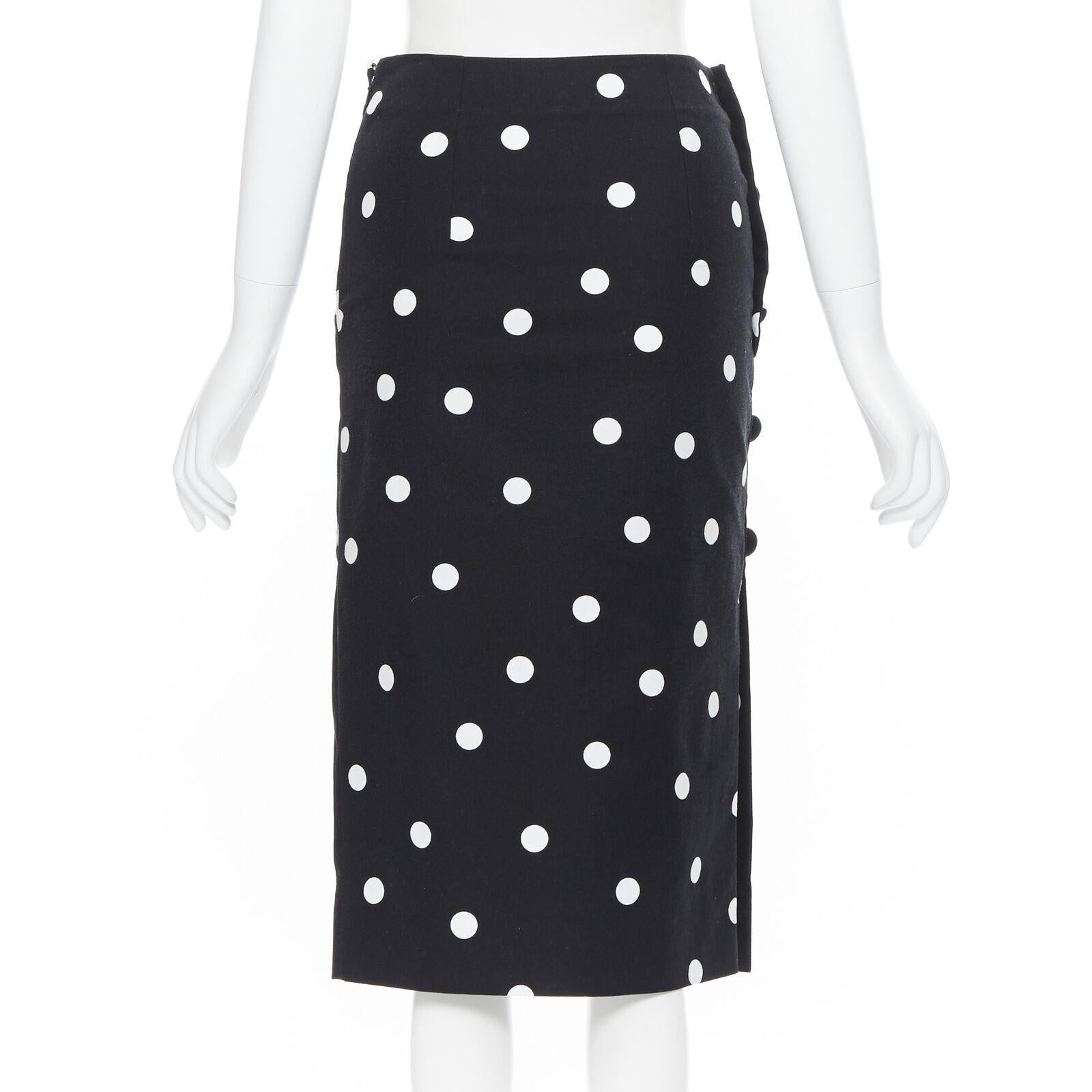 MONSE black white polka dot stif cotton button side pencil skirt US0 26