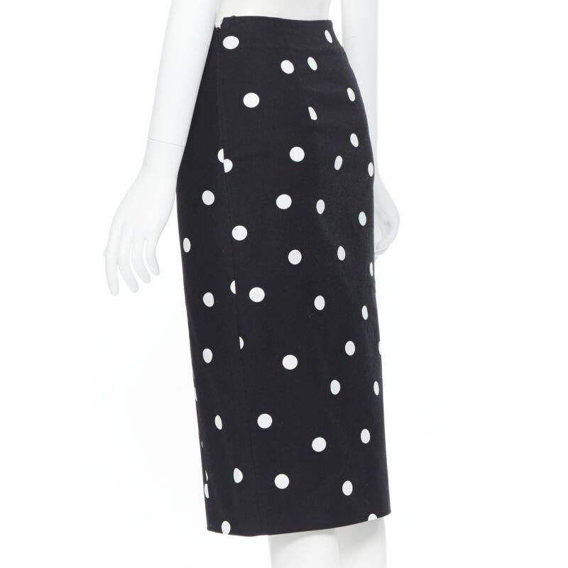 MONSE black white polka dot stif cotton button side pencil skirt US0 26