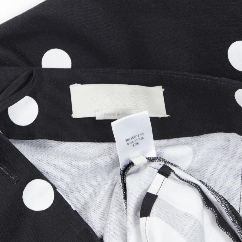 MONSE black white polka dot stif cotton button side pencil skirt US0 26