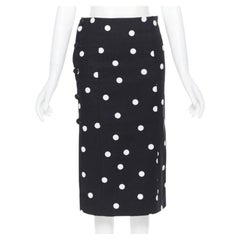 MONSE black white polka dot stif cotton button side pencil skirt US0 26"