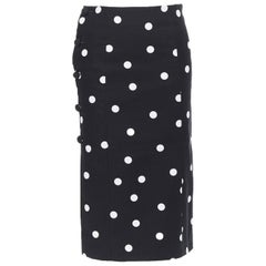 MONSE black white polka dot stif cotton button side pencil skirt US0 26"