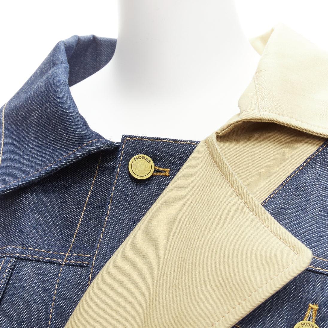 MONSE blue khaki cotton denim deconstructed trench jacket XS
Reference: NKLL/A00011
Brand: Monse
Material: Cotton
Color: Khaki, Blue
Pattern: Solid
Closure: Button
Extra Details: Dark blue/beige cotton panelled denim trench jacket from MONSE