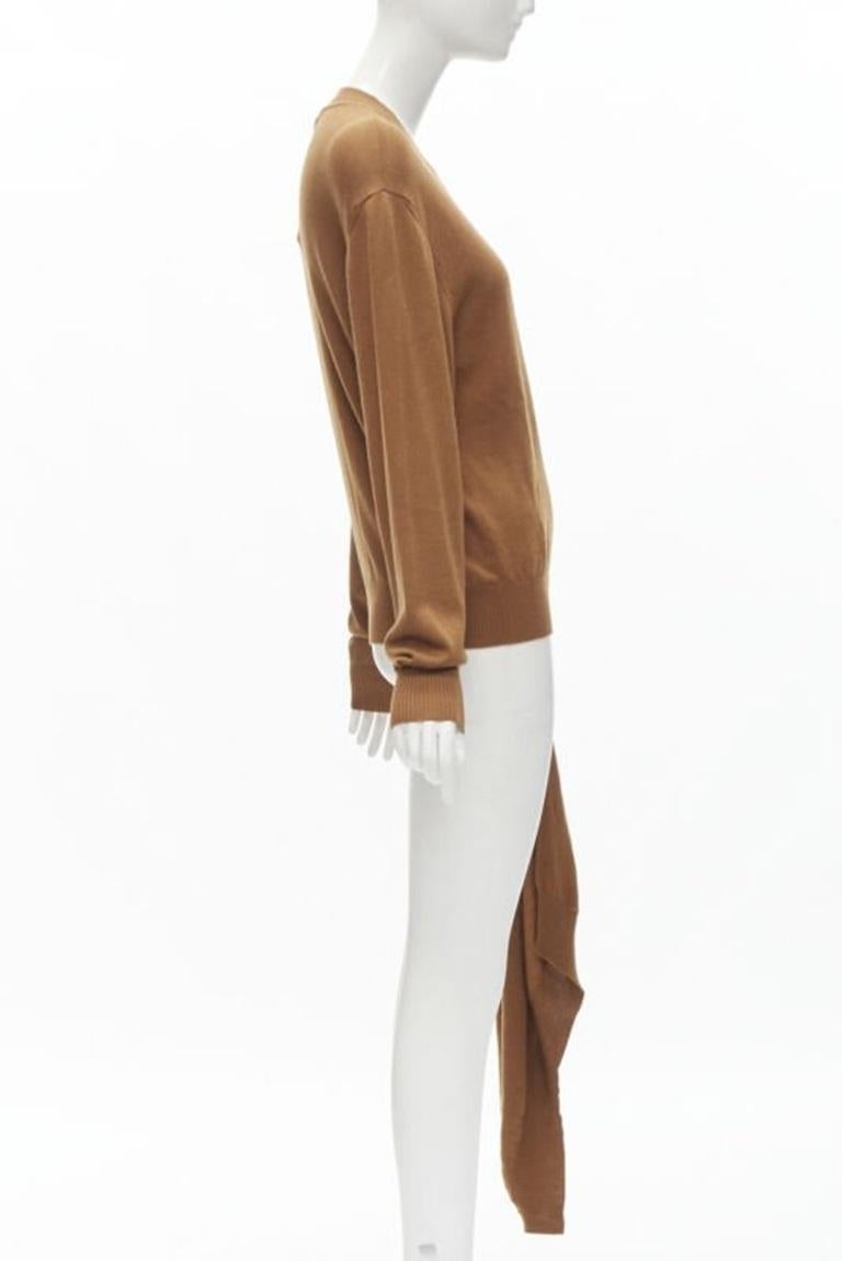 MONSE brown 100% wool XL safety pin draped hem sweater M In Excellent Condition For Sale In Hong Kong, NT