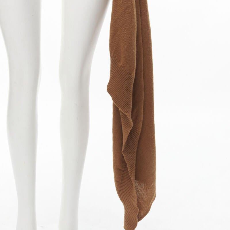 MONSE brown 100% wool XL safety pin draped hem sweater M For Sale 3