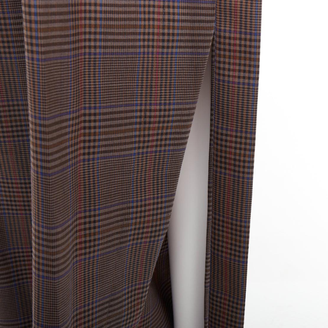 MONSE brown virgin wool checkered long gold belt wide leg pants US2 S For Sale 2