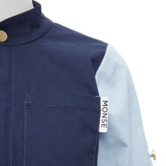 MONSE brown yellow navy colorblocked belted long sleeve romper US0 XS