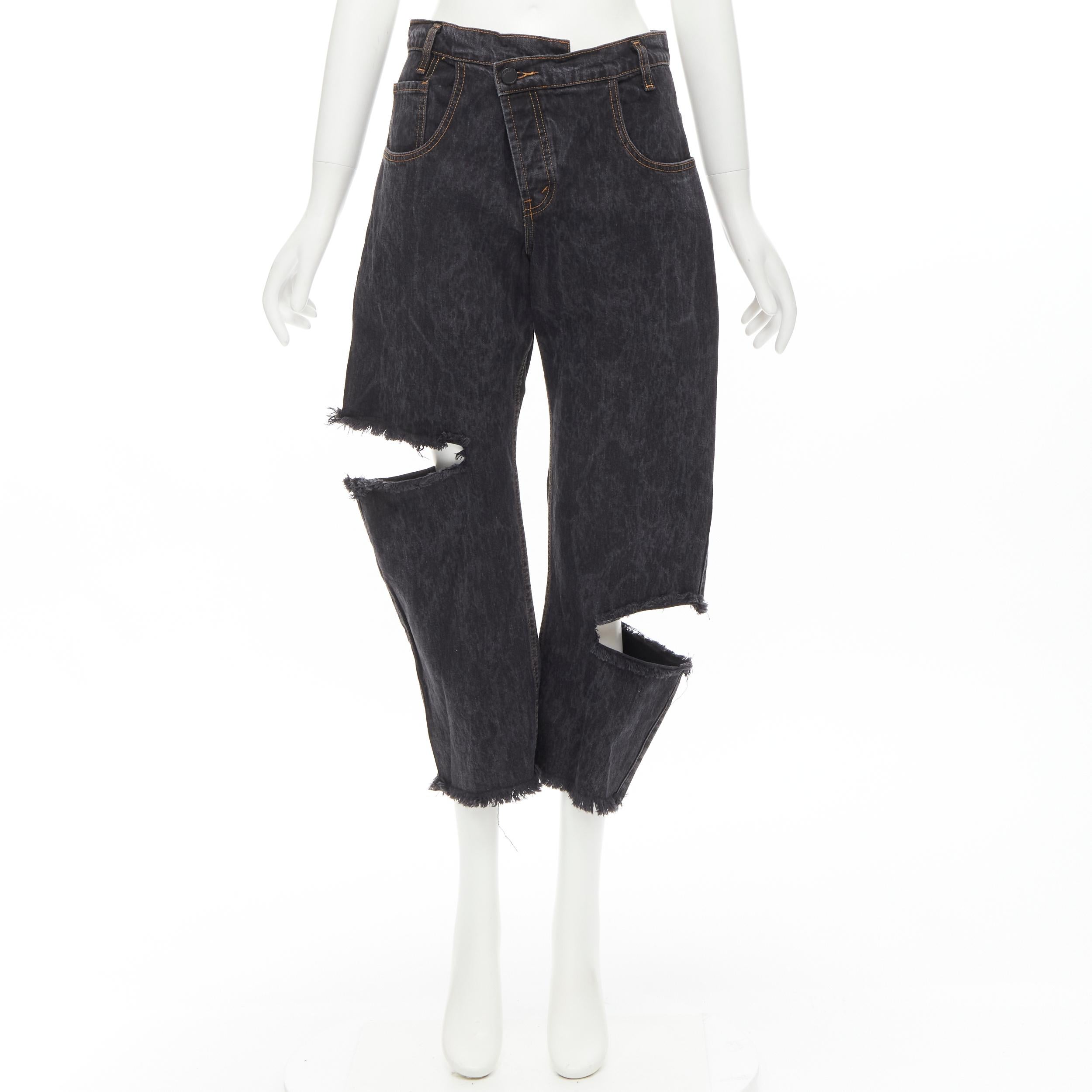 MONSE dark grey washed denim slit cut out deconstructed jeans US4 S 3