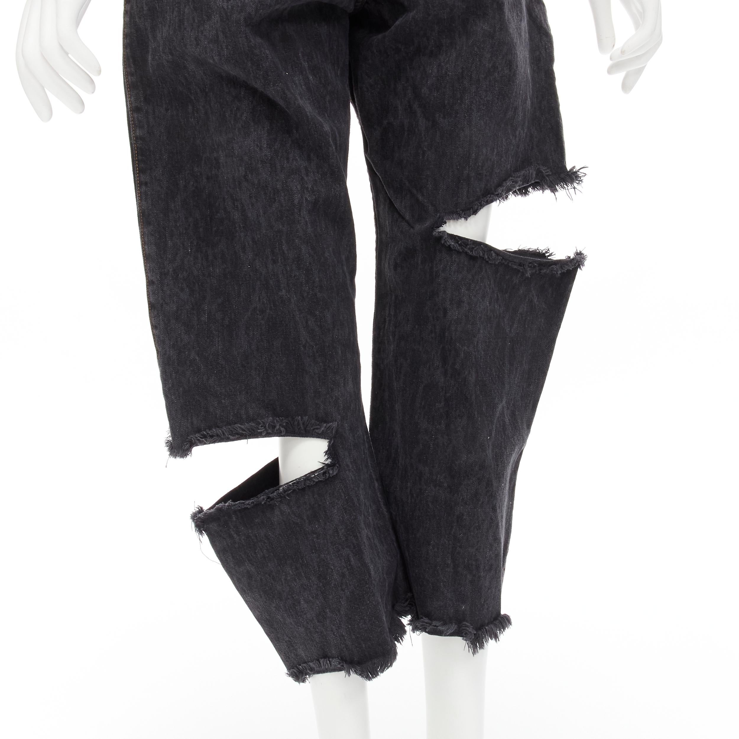 MONSE dark grey washed denim slit cut out deconstructed jeans US4 S 1