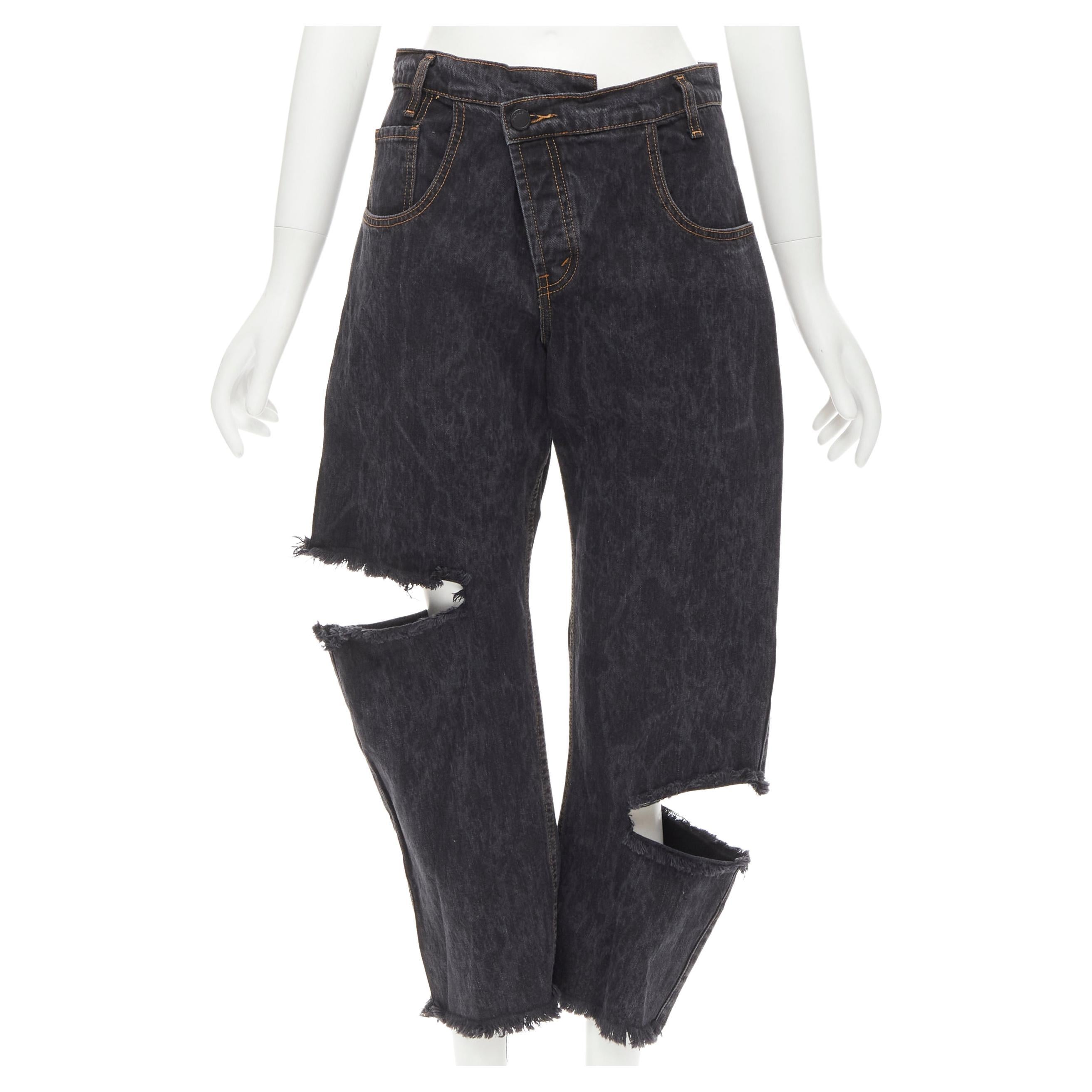 MONSE dark grey washed denim slit cut out deconstructed jeans US4 S