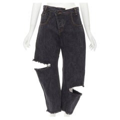 MONSE dark grey washed denim slit cut out deconstructed jeans US4 S