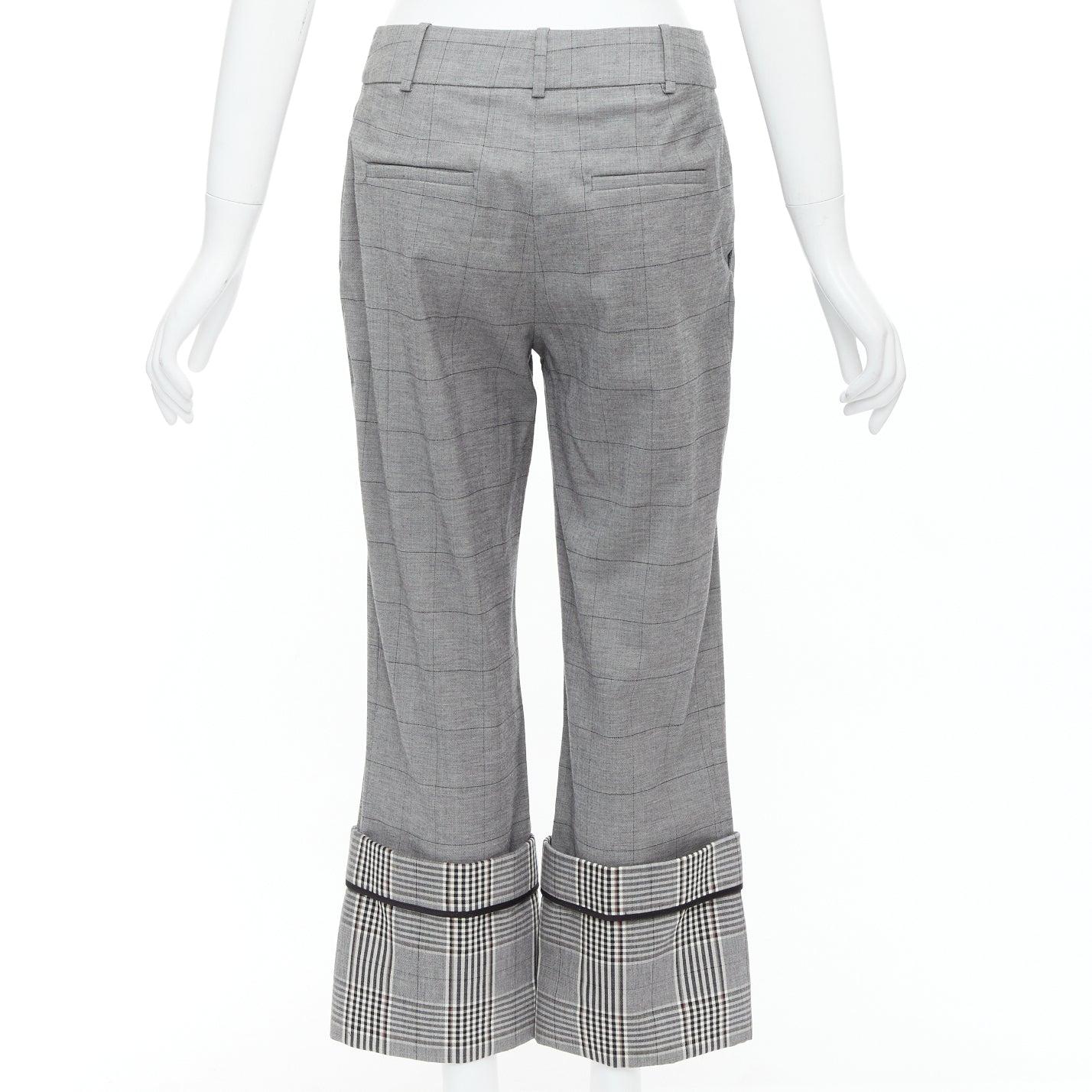 MONSE graue Wolle  Kontrastfarbene karierte Hose mit umgeschlagenem Saum US2 S Damen im Angebot